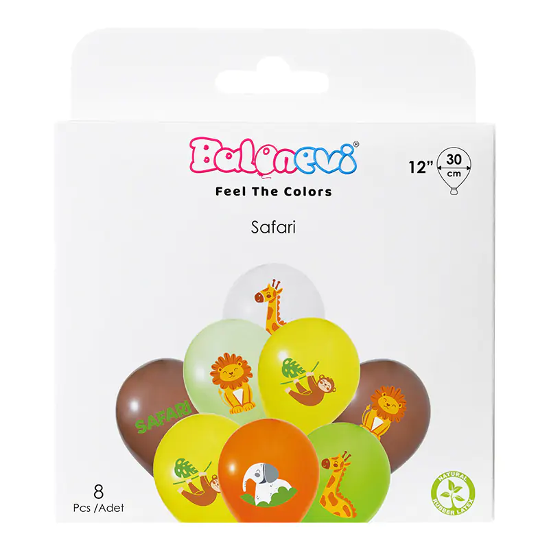 4+1 Safari Baskılı 12" Balon Seti 8'li