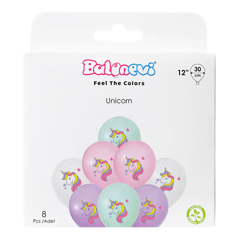 Unicorn Baskılı 12" Balon Seti 8'li