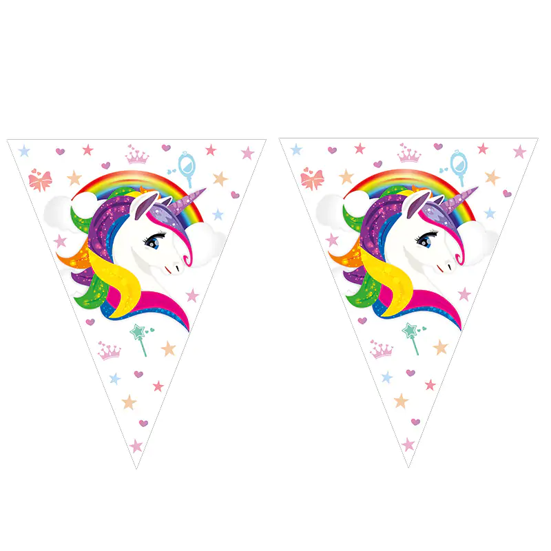 Rainbow Unicorn Kağıt Bayrak Set (2,90 m)