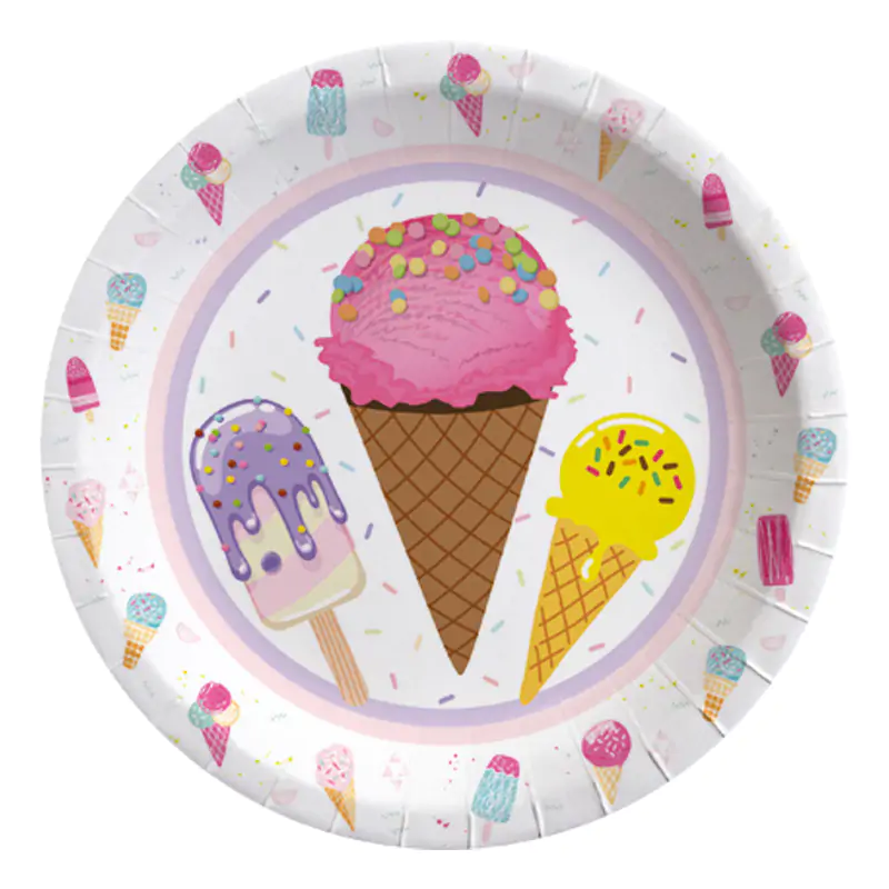 Ice Cream Paper Plate 8 PCS