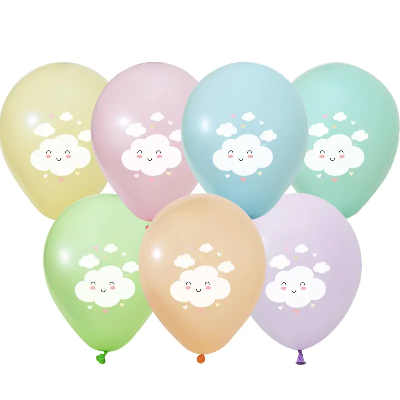 4+0 Rainbow Cloud Printed 12" Pastel Balloon 100 PCS
