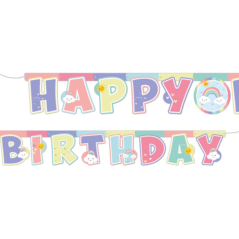 Rainbow Cloud Happy Birthday Letter Banner (2,10 m)