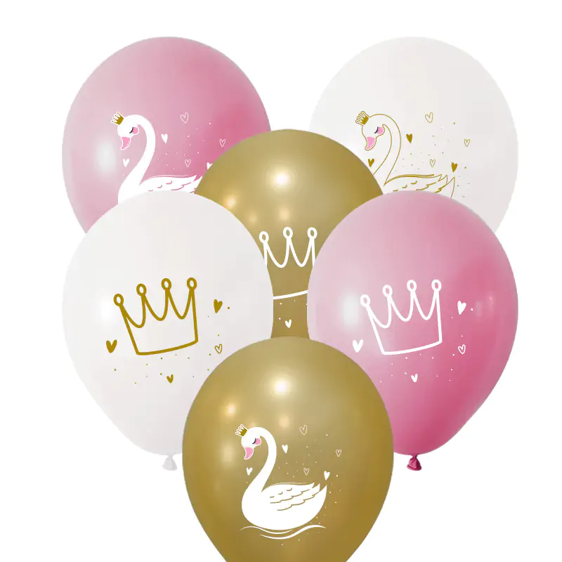 4+1 Swan Printed 12” Pastel Balloon 100 PCS