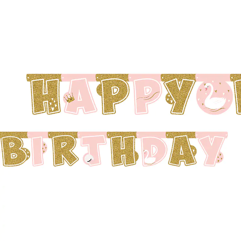 Swan Happy Birthday Letter Banner (2,10 m)