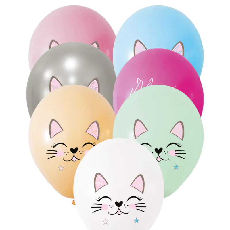 4+1 Miss Cat Printed 12” Pastel Balloon 100 PCS
