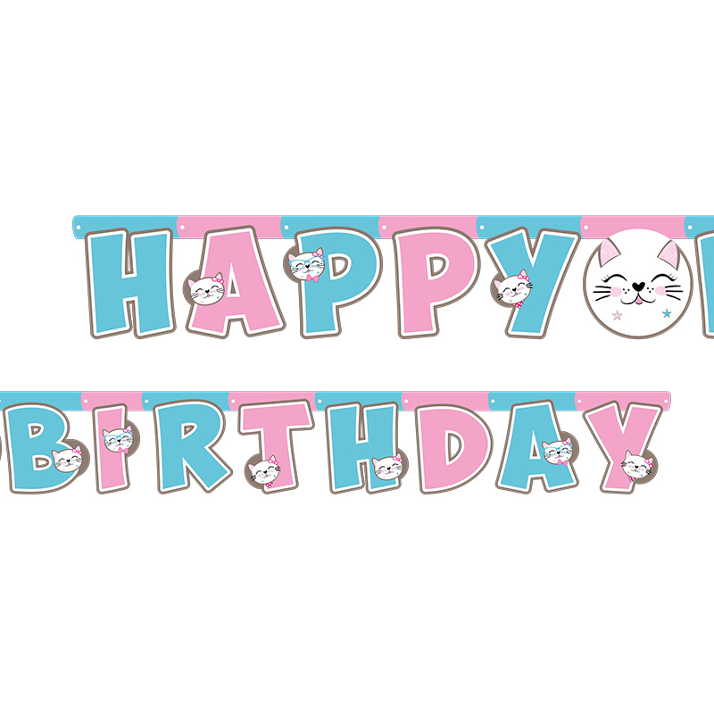 Miss Cat Happy Birthday Letter Banner (2,10 m)
