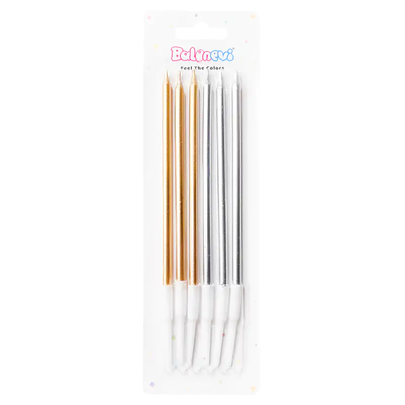 Gold Silver Mixed Long Candles (10 pcs)