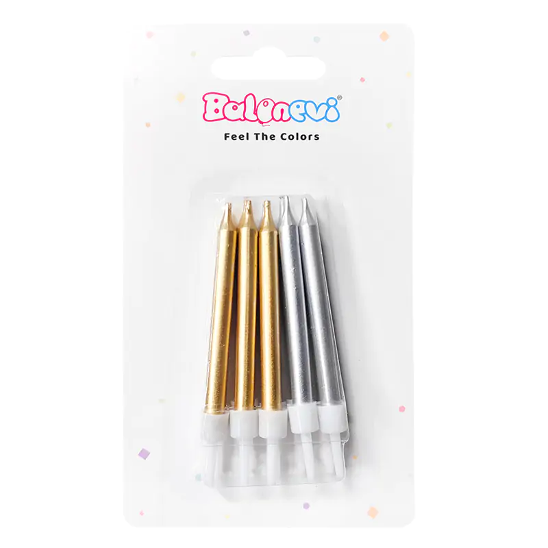 Gold Silver Mixed Candles (10 Pcs)