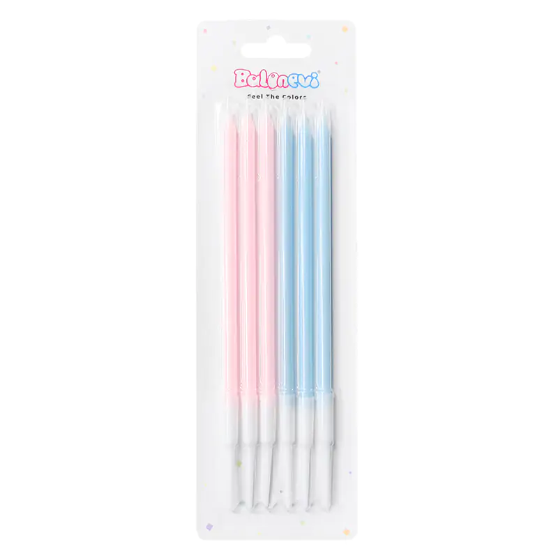 Macaron Pink And Macaron Blue Mixed Long Candles ( 6 Pcs)