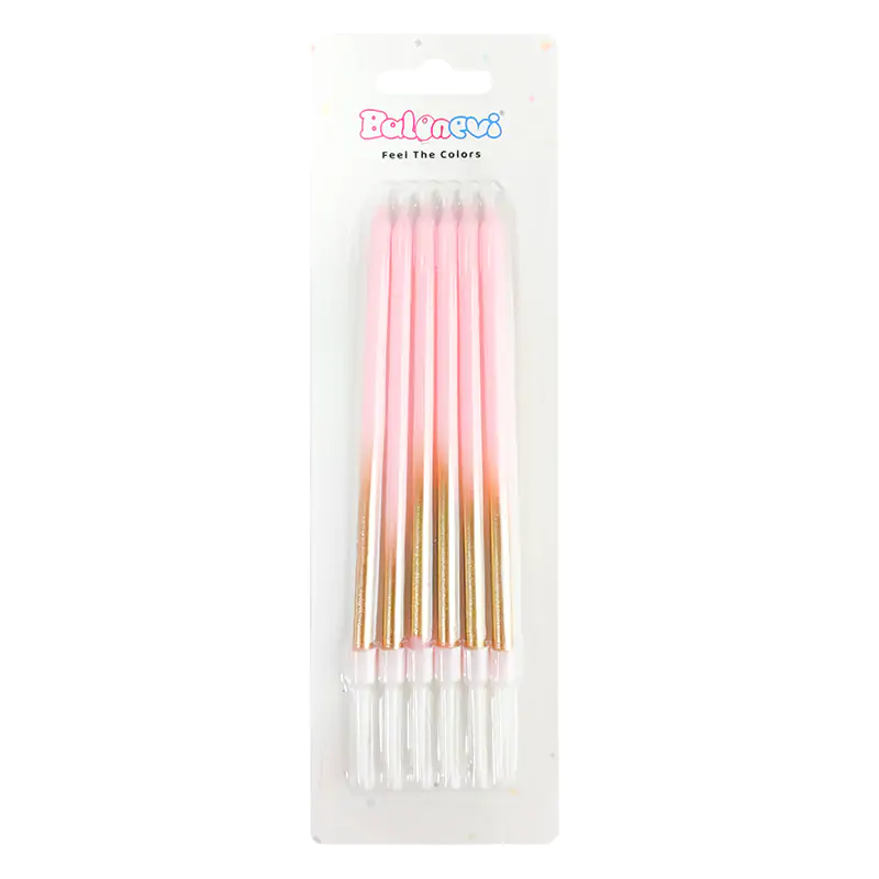 Gold&Macaron Pink Candles (6 Pcs)