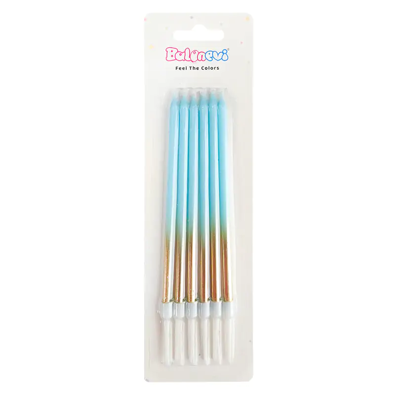 Gold&Macaron Blue Candles (6 Pcs)