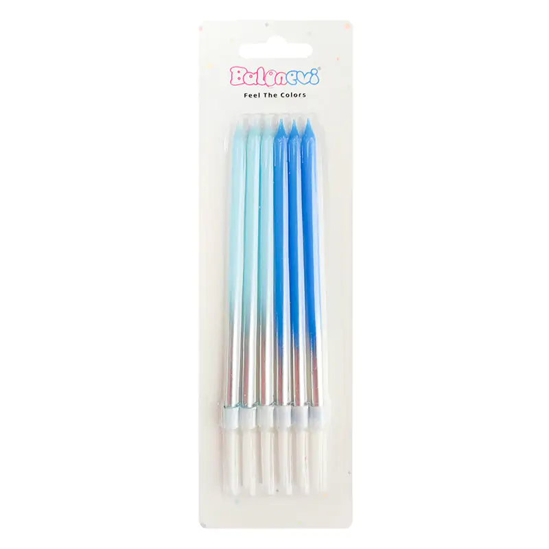Light Blue With White Ombre Candles (6 Pcs)