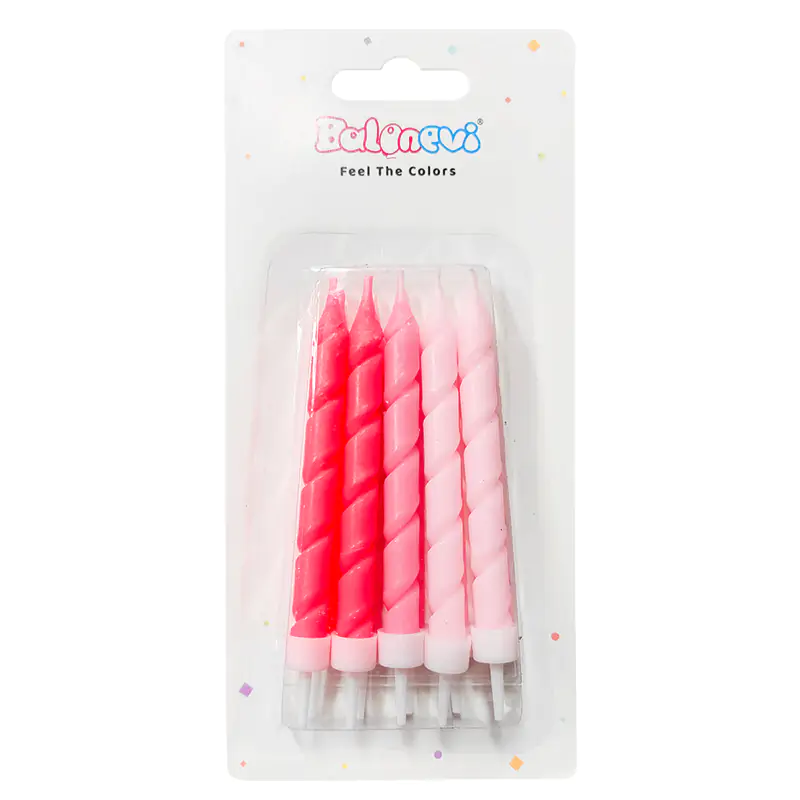 Spiral Pink Candles (10 Pcs)