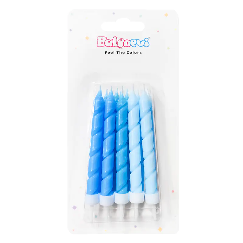 Spiral Blue Candles (10 Pcs)