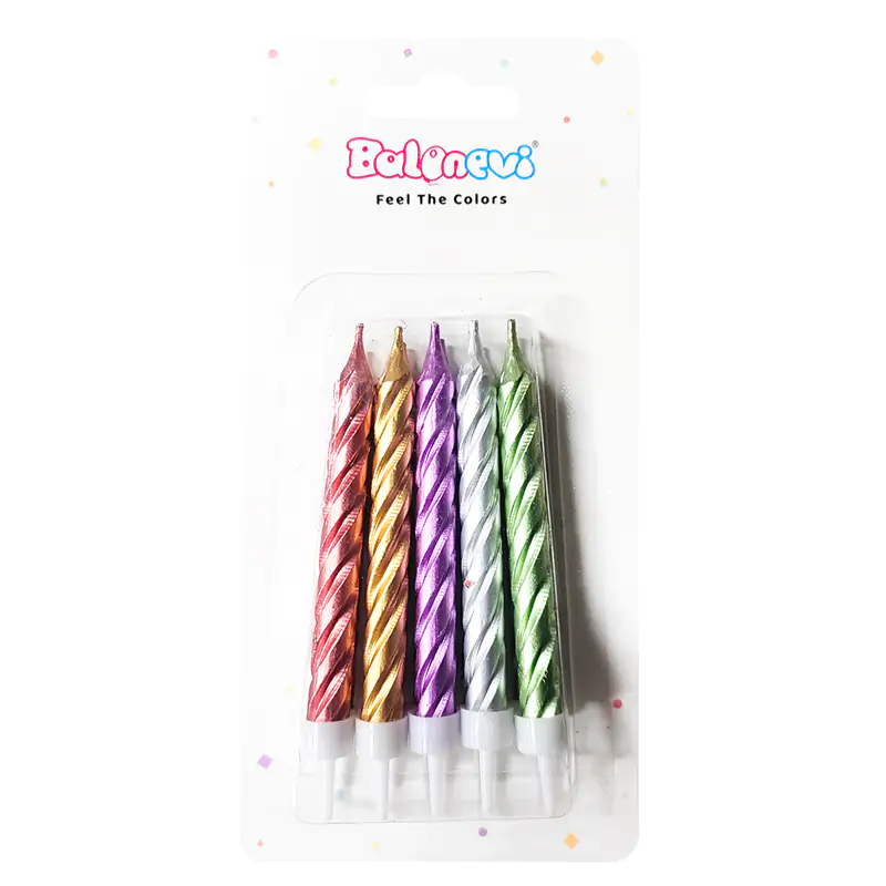 Spiral Chrome Mixed Candles (10 Pcs)