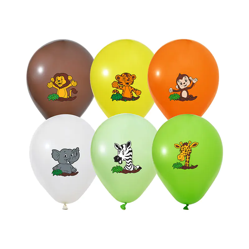 4+1 Safari Printed 12" Pastel Balloon 100 PCS